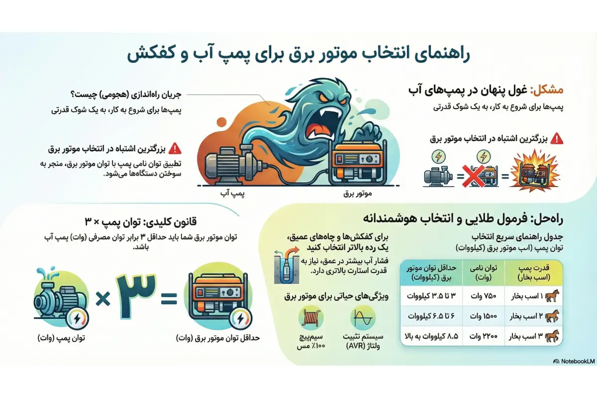 موتور برق مناسب پمپ آب